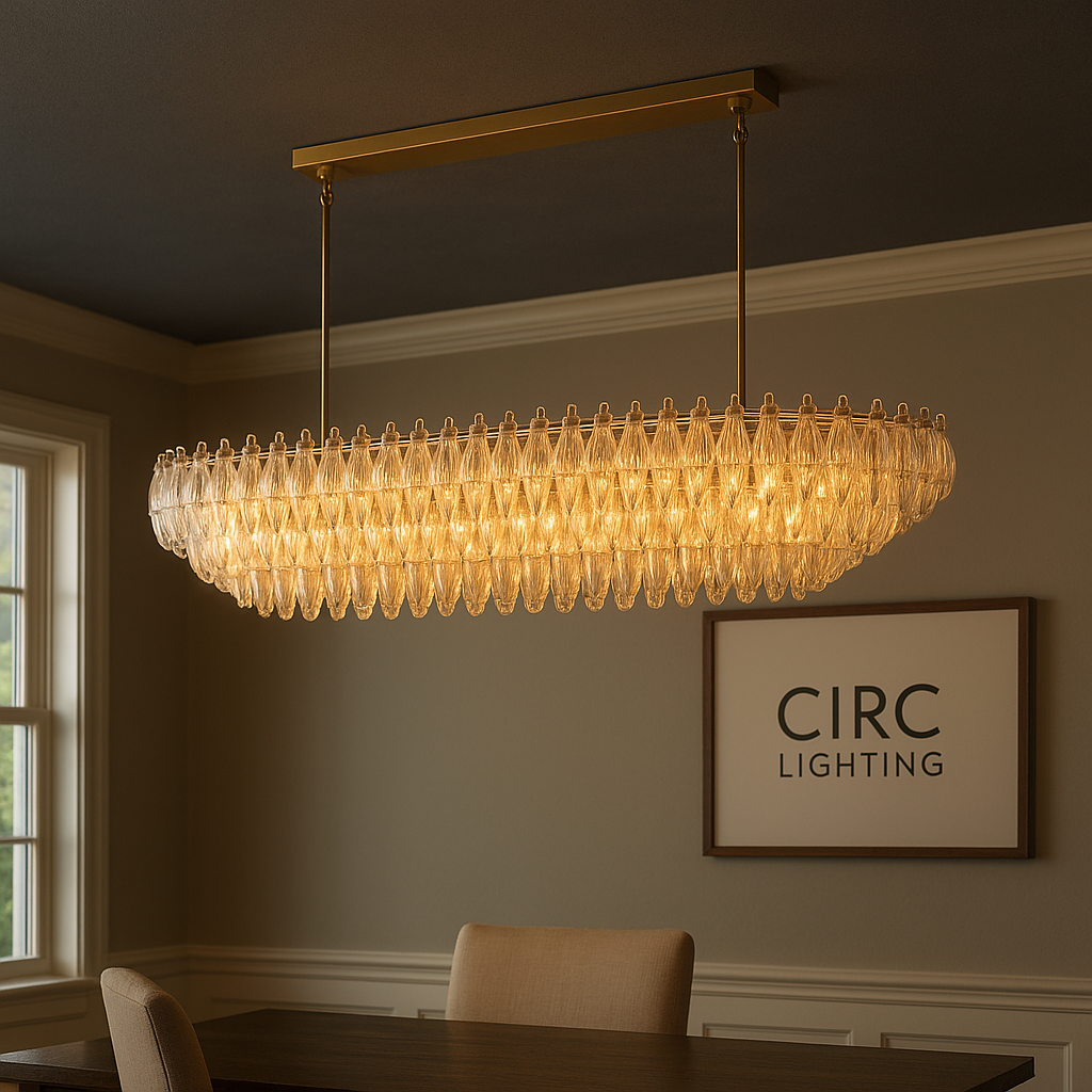 Chiara Clear Glass Tiered Rectangular Chandelier 74"