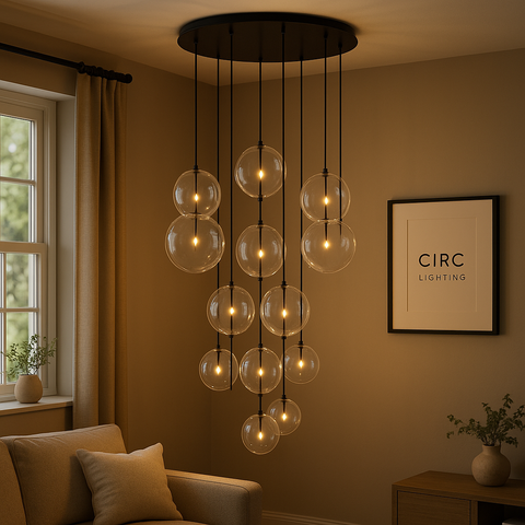 Glass Globe Mobile Cluster Chandelier 44"