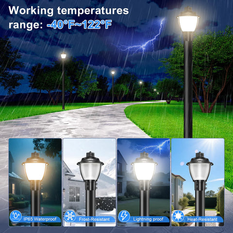 CIRC 48W-80W LED Post Area Light 80W/60W/48W CCT Tunable 3K/4K/5K with Built-In Photocell