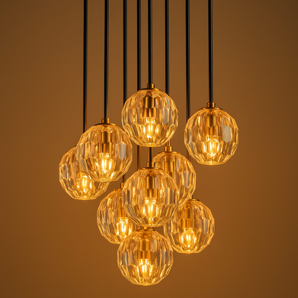 Boule De Cristal Clear Glass Round Cluster Chandelier 14"