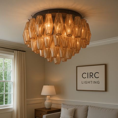 Chiara Smoke Glass Flushmount 17"