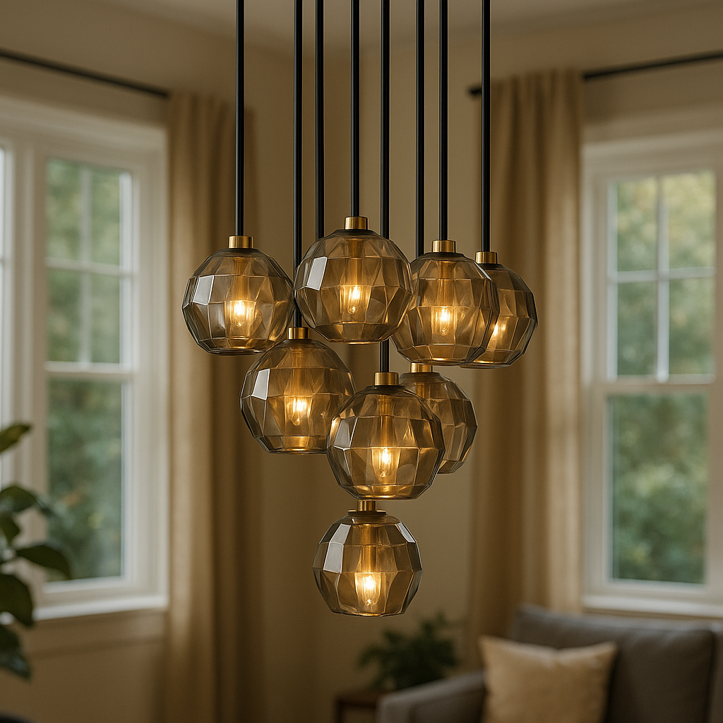 Boule De Cristal Smoke Glass Round Cluster Chandelier 14"