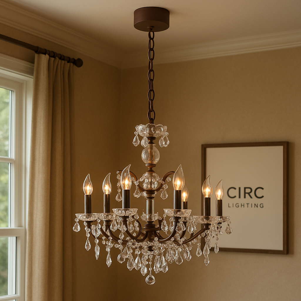 19Th C. Rococo Iron & Crystal Outdoor Chandelier
