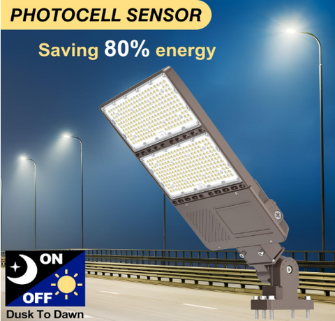 CIRC 240W LED Shoebox Area Light 5000K 100–277V Built-In Photocell Slip Fitter Mount