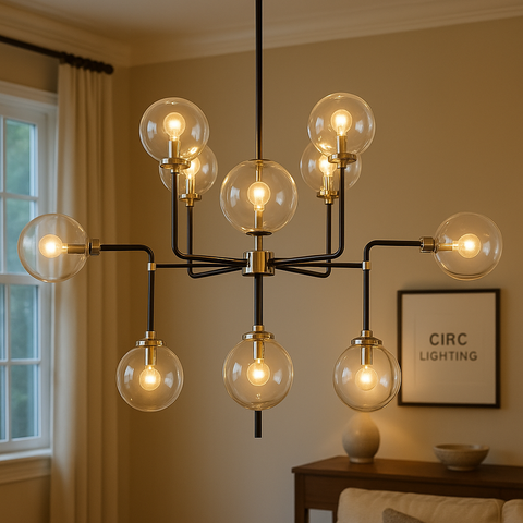 Bistro Globe Clear Glass Chandelier 42"