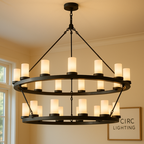 Ondra Round Two-Tier Milk Glass Chandelier 48"