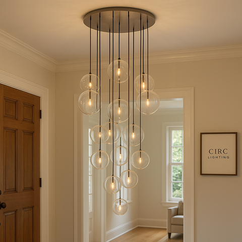 Glass Globe Mobile Cluster Chandelier 44"
