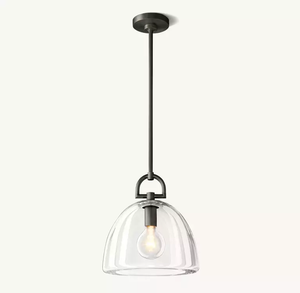 Botanist Dome Pendant Light – Hand-Carved Crystal Glass & Solid Brass Design