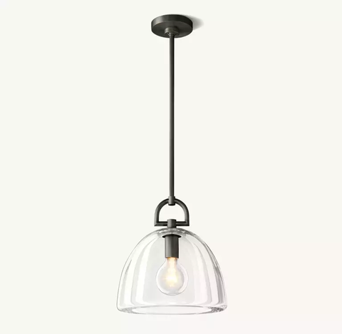 Botanist Dome Pendant Light – Hand-Carved Crystal Glass & Solid Brass Design