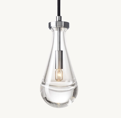 Luxury Hand-Blown Glass Raindrop Pendant Light - Brass Canopy