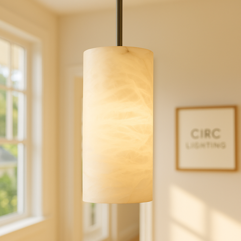 Hand-Carved Alabaster Cylinder Pendant