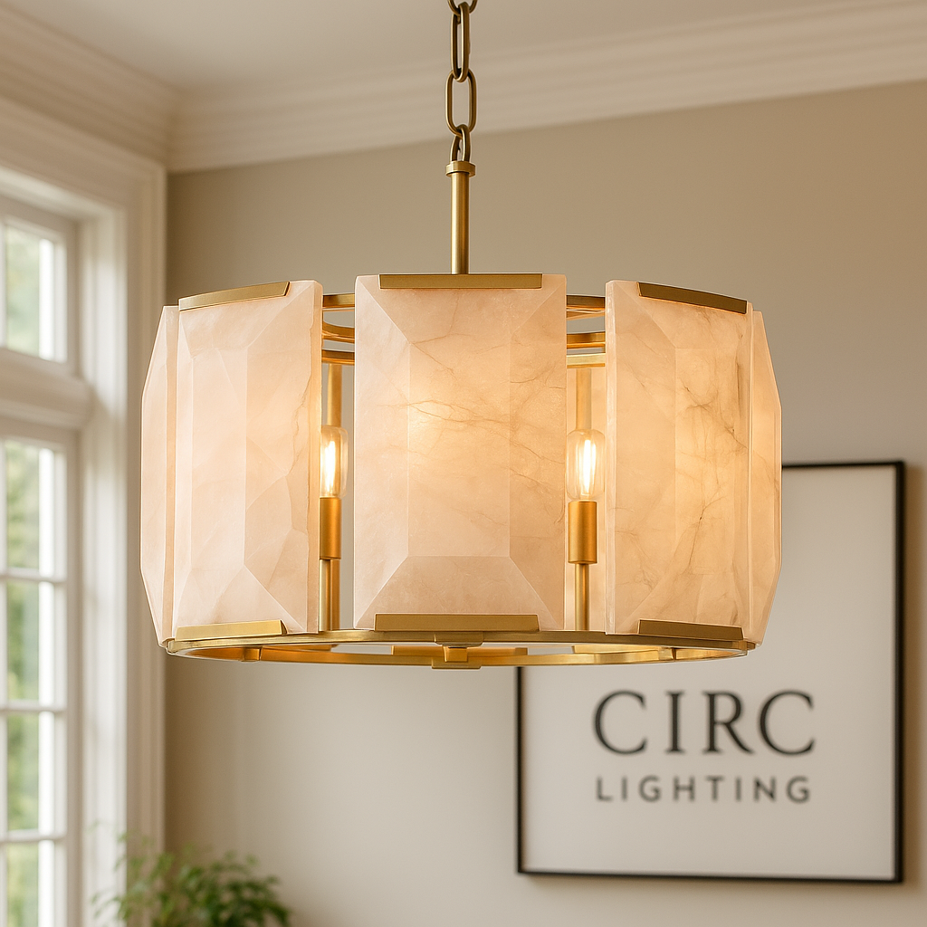 Harlow Calcite Round Chandelier 19"