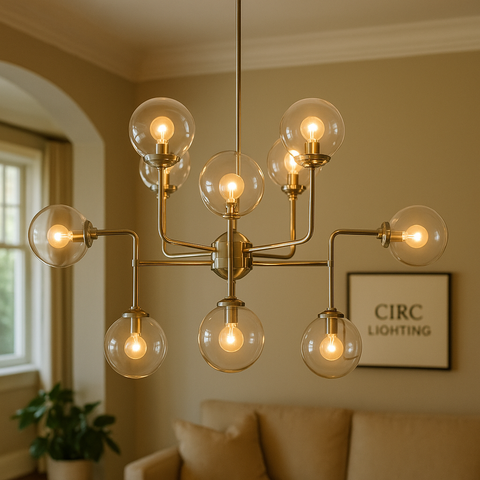 Bistro Globe Clear Glass Chandelier 42"