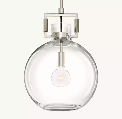 Machinist Glass Globe Pendant – Brass & Nickel