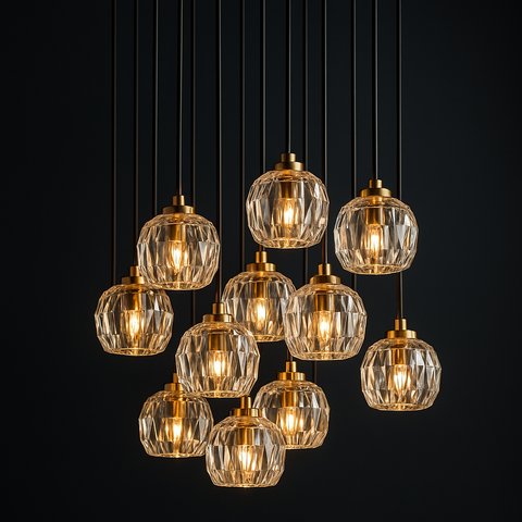 Boule De Cristal Clear Glass Round Cluster Chandelier 19"