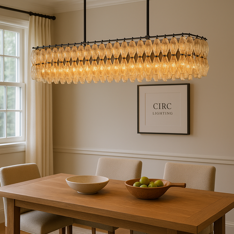 Chiara Clear Glass Rectangular Chandelier 54"