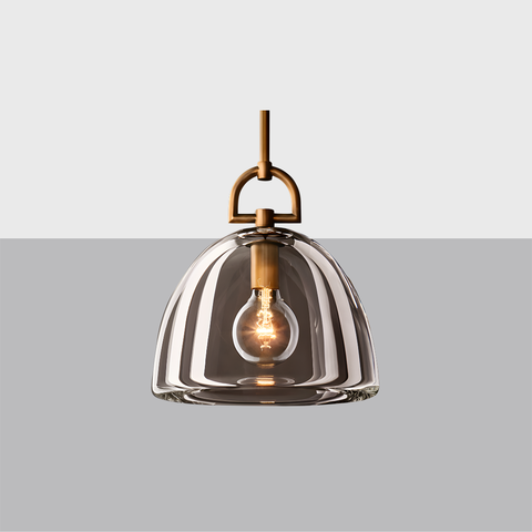 Botanist Dome Pendant Light – Hand-Carved Crystal Glass & Solid Brass Design