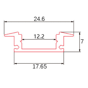 CIRC C001 Aluminum LED Channel Profile | Super slim 7mm recessed Aluminum LED profile with flange