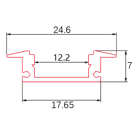 CIRC C001 Aluminum LED Channel Profile | Super slim 7mm recessed Aluminum LED profile with flange