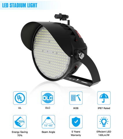 CIRC 600W LED Stadium Light 5000K 60° Beam Angle | Professional Arena Flood Lighting