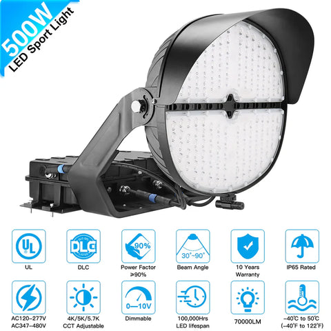 CIRC 500W LED Stadium Light 5000K 60° Beam Angle | High-Performance Sports Field Lighting