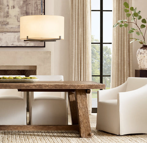 Ryder Pendant – White Linen Drum Chandelier