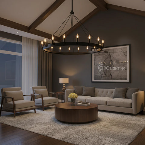 Camino Vintage Candelabra Round Chandelier 38"