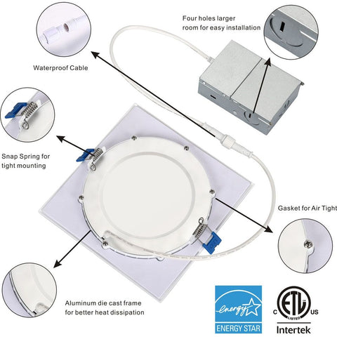 12W Slim LED Downlight 1300LM with Adjustable CCT & 110° Beam Angle
