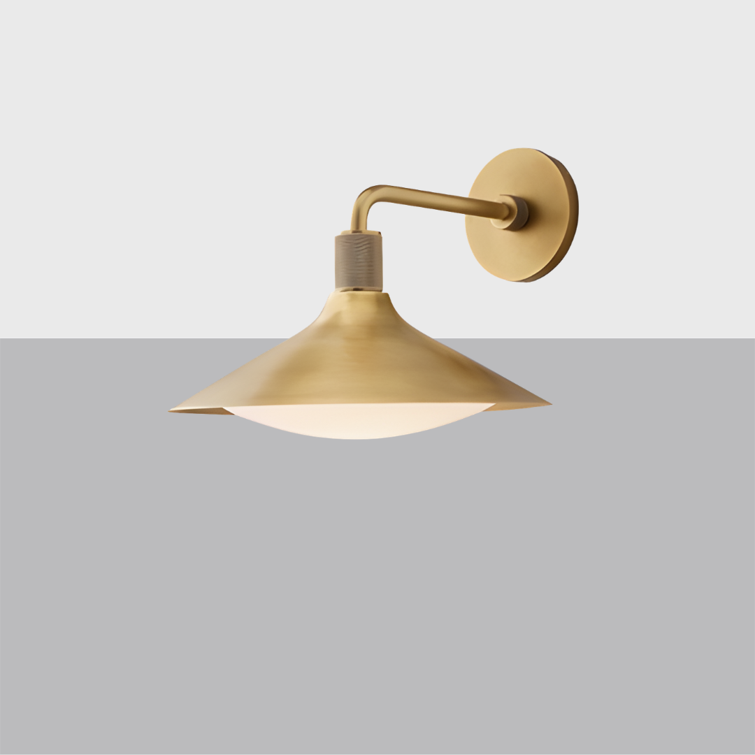 Kennan Tapered Sconce | Brass & Milk Glass Wall Light