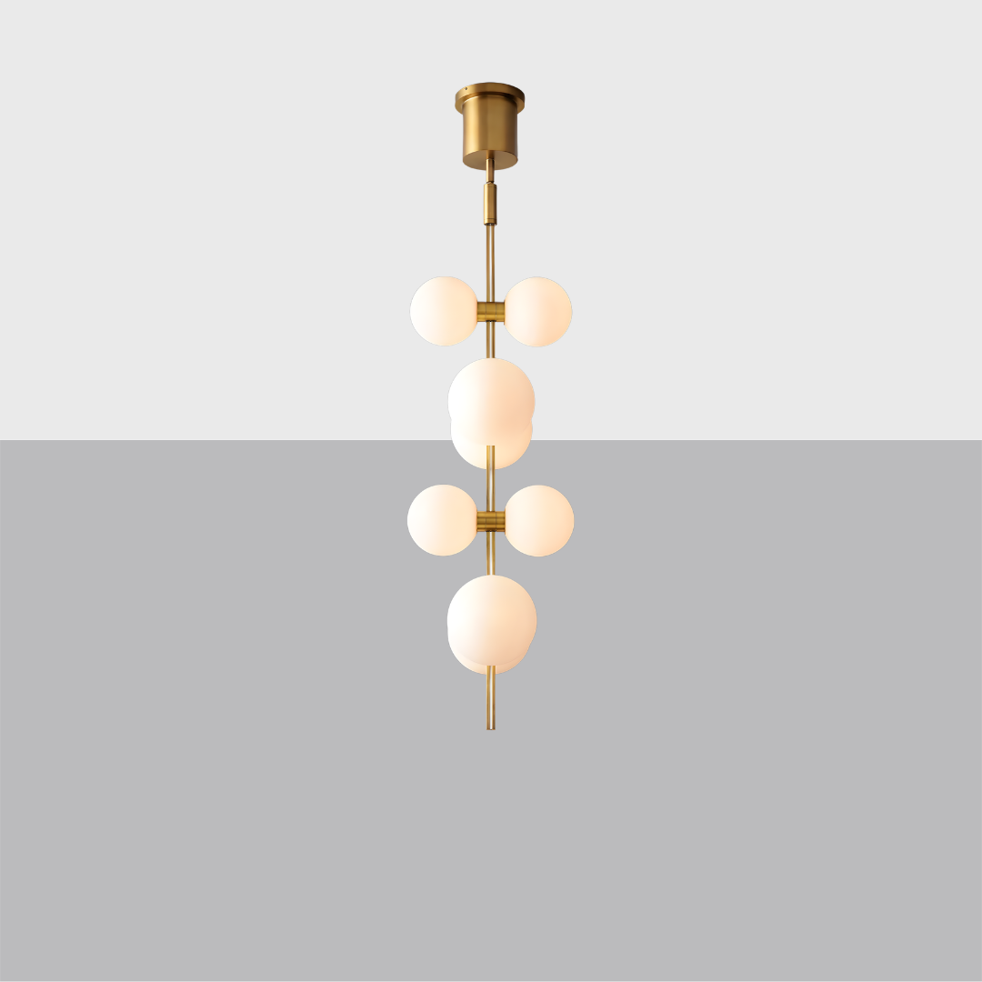 Modern Rail Pendant Light – Brass & Milk Glass