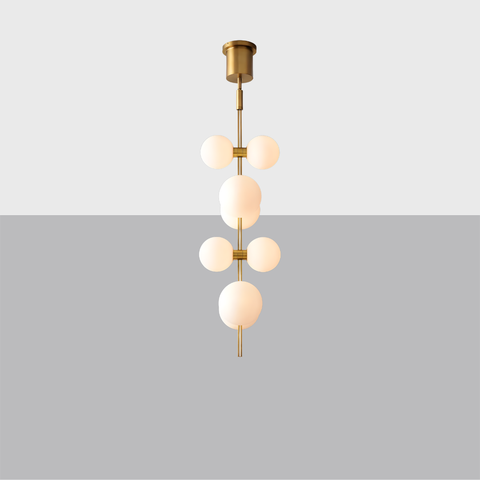 Modern Rail Pendant Light – Brass & Milk Glass