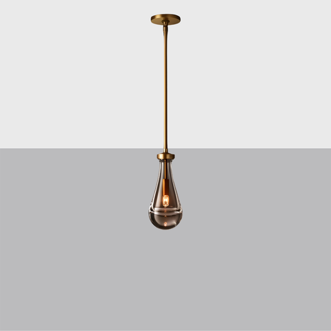 Luxury Hand-Blown Glass Raindrop Pendant Light - Brass Canopy