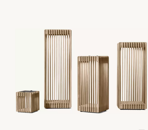 Porto Teak Round Solar Lantern