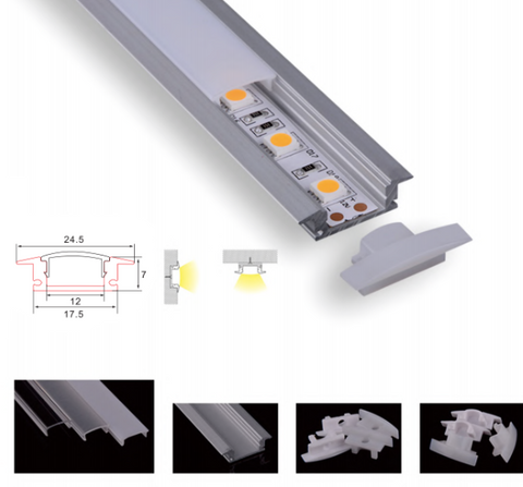 CIRC C001 Aluminum LED Channel Profile | Super slim 7mm recessed Aluminum LED profile with flange