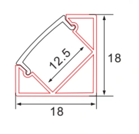Aluminum LED Corner Profile C016B | Square Cover | Multi-Length