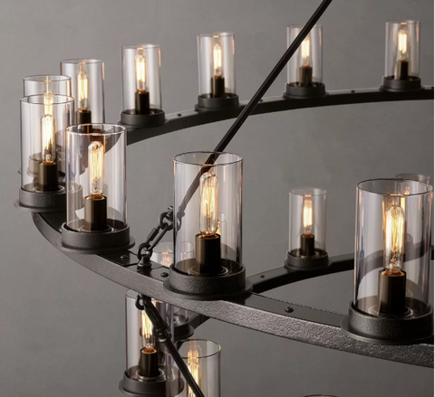 Ondra Round Two-Tier Clear Glass Chandelier 72"