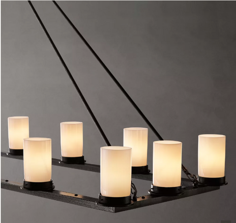 Ondra Linear Milk Glass Chandelier 72"