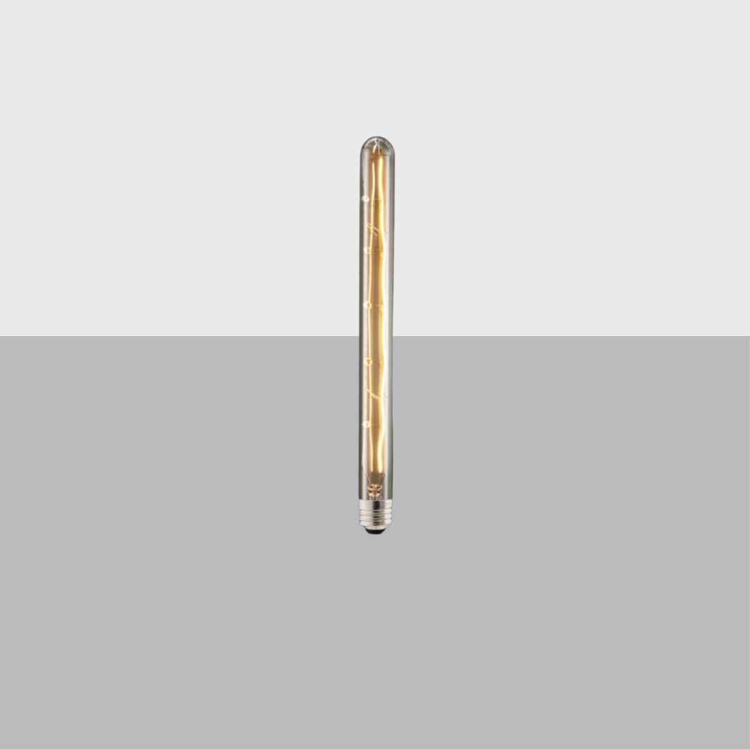 T8 11⅜" Tube Amber E26 Incandescent Bulb 40W - 2700K, 110 Lumens, Amber Glass