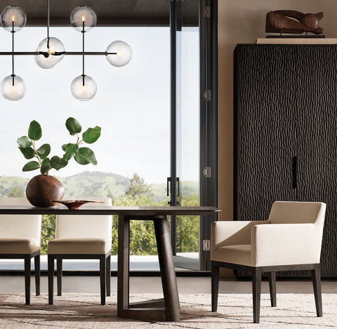 Glass Globe Mobile Linear Chandelier  | Handcrafted Borosilicate Glass | CIRC