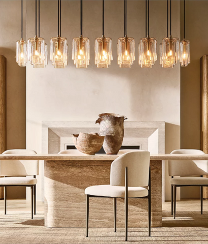 54"Lacour Linear Chandelier – Glass & Steel LED