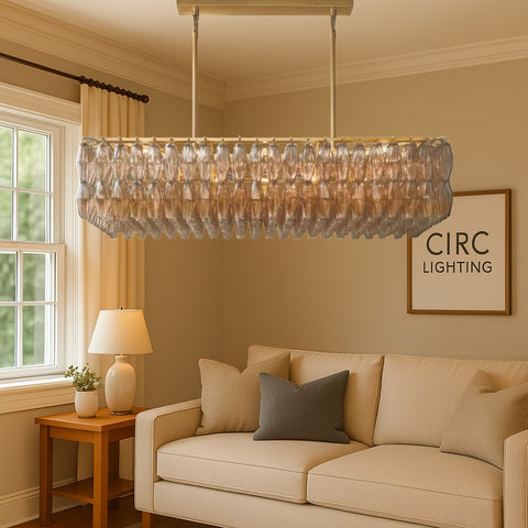 Chiara Smoke Glass Rectangular Chandelier 54"
