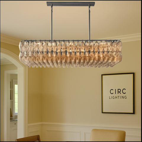 Chiara Smoke Glass Rectangular Chandelier 54"