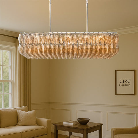 Chiara Smoke Glass Rectangular Chandelier 54"