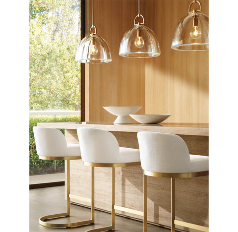 Botanist Dome Pendant Light – Hand-Carved Crystal Glass & Solid Brass Design