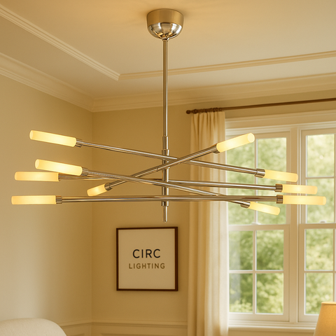 Rousseau 10-Light Mobile Etched Rod Chandelier