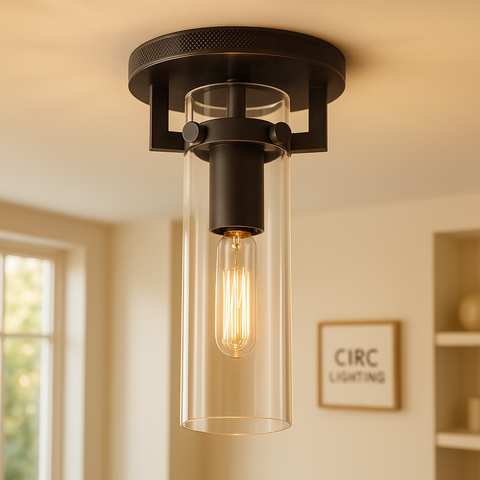 Machinist Glass Cylinder Flushmount