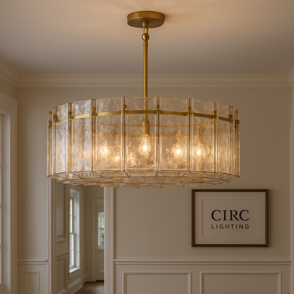 Lattice Clear Glass Round Chandelier 37"
