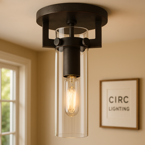 Machinist Glass Cylinder Flushmount