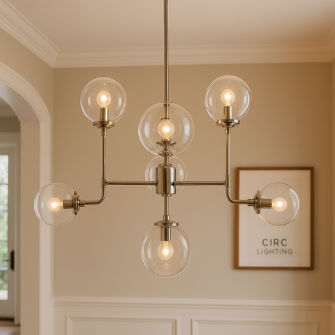 Bistro Globe Clear Glass Chandelier 34"