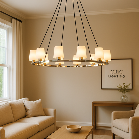 Pauillac Fabric Shade Round Chandelier 48"